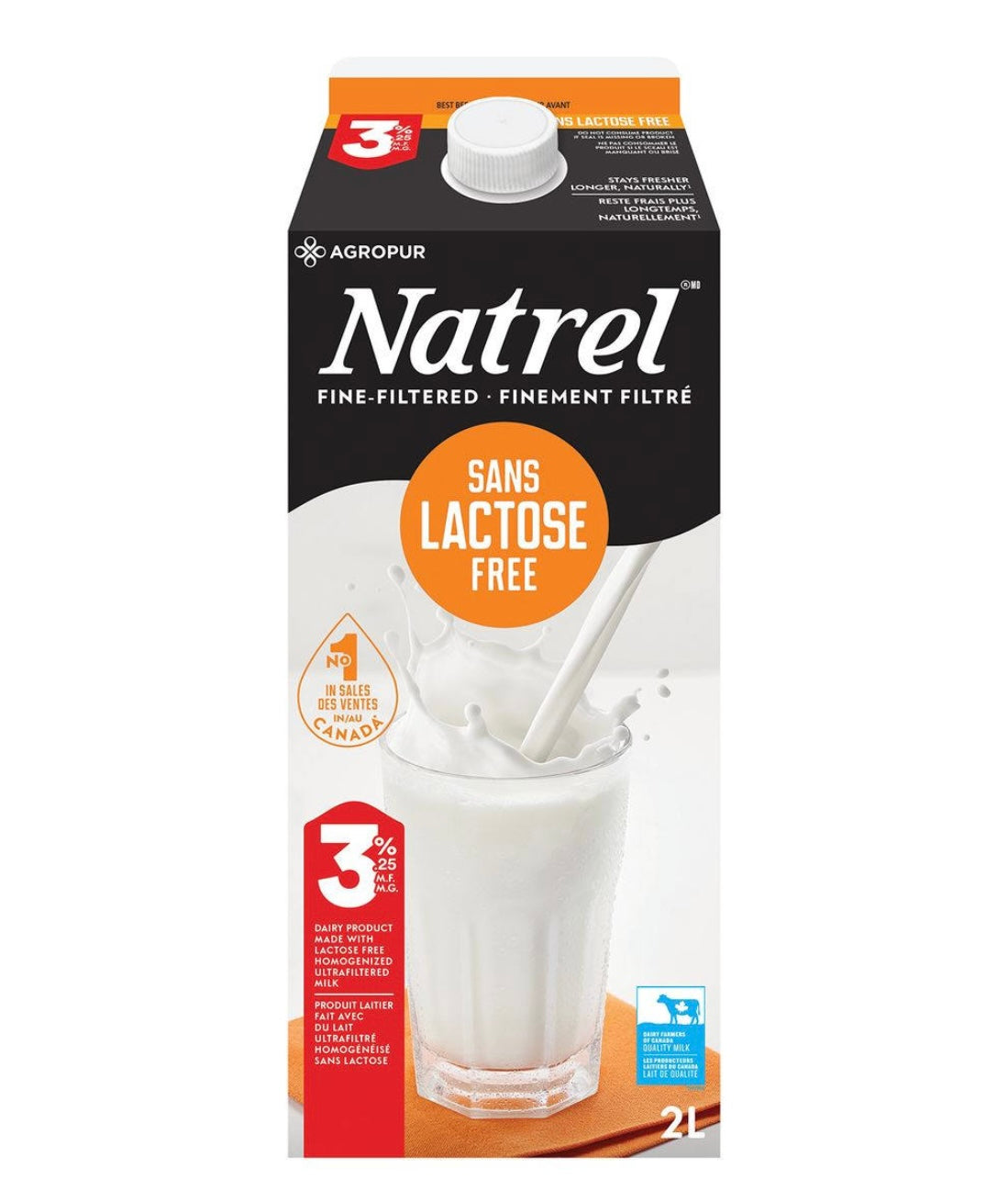 Natrel 透明乳糖 牛奶 3% 2L